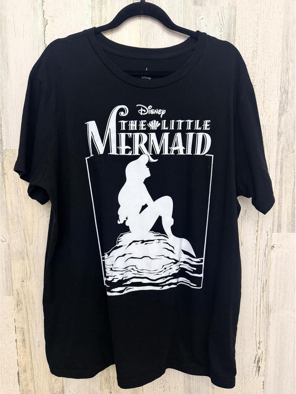 Disney Women’s 2X The Little Mermaid Graphic Tee Black Ariel Shirt